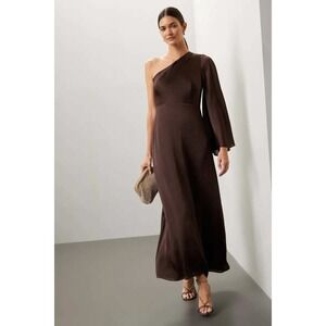 Sachin + Babi One-Shoulder Maxi Dress in Chocolate Brown